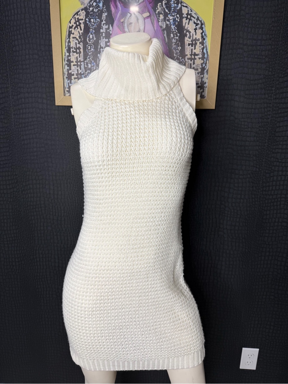 Sleeveless Cowl Neck Knit Dress in Cream